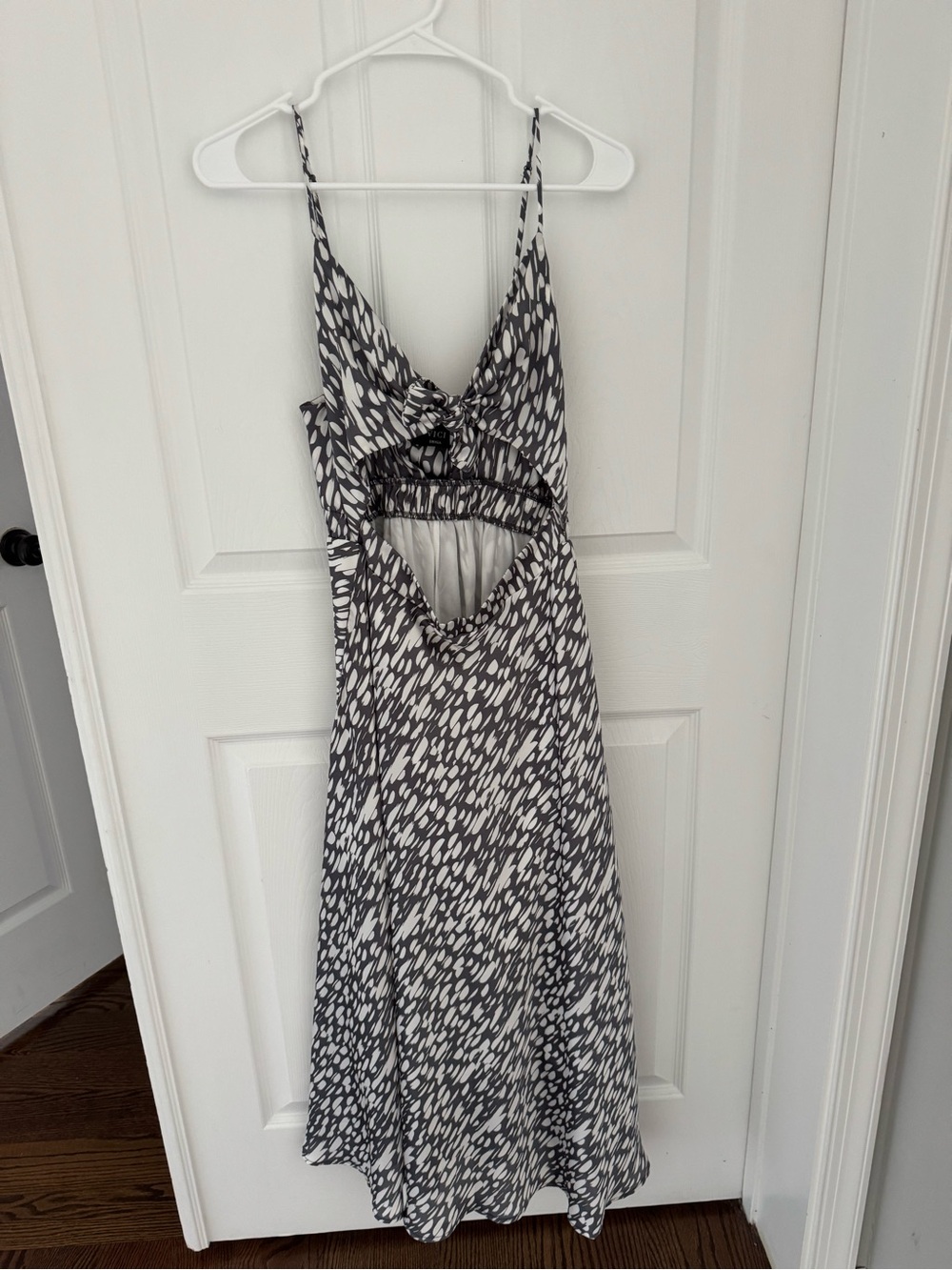 Vici Spaghetti-Strap Cutout Maxi Dress in gray & White